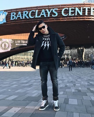 С чем носить черное полупальто