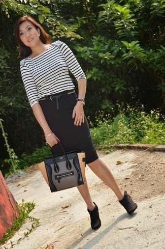 Какие ботильоны носить с черной юбкой-карандаш