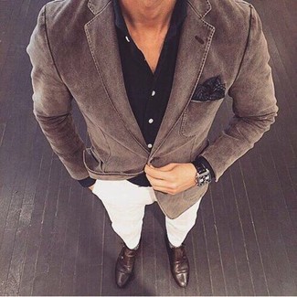 С чем носить черный нагрудный платок с принтом