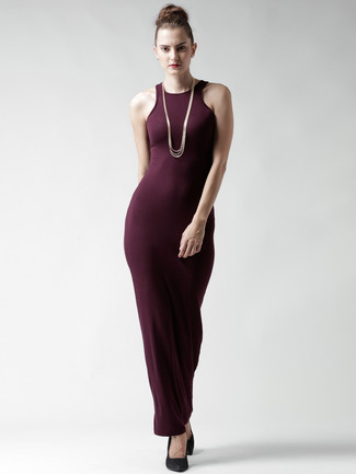 Какие платья-макси носить с черными туфлями