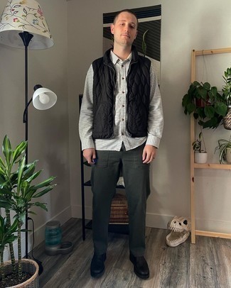 С чем носить черную стеганую куртку мужчине