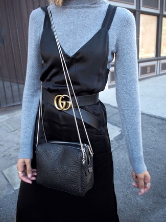 С чем носить черное сатиновое платье