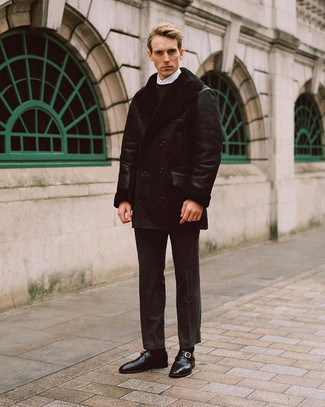 С чем носить черную дубленку мужчине