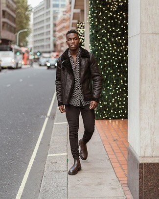 С чем носить черную короткую дубленку мужчине