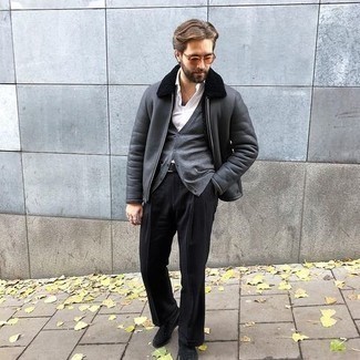 С чем носить черную короткую дубленку мужчине