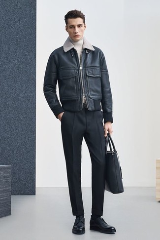 С чем носить черную короткую дубленку мужчине