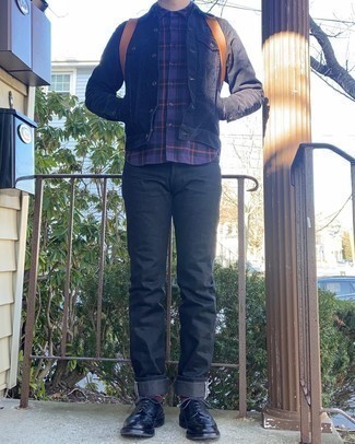 Какие броги носить с черной курткой-рубашкой