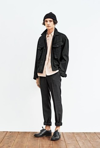 Какие туфли дерби носить с черной курткой-рубашкой