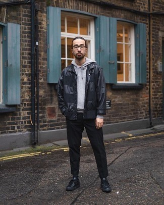 Какой худи носить с черной курткой-рубашкой мужчине