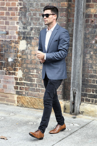 Какие пиджаки носить с черными зауженными джинсами мужчине