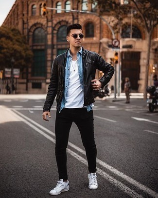 Какие бомберы носить с черными зауженными джинсами мужчине