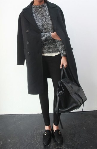 Какое пальто носить с черными узкими брюками