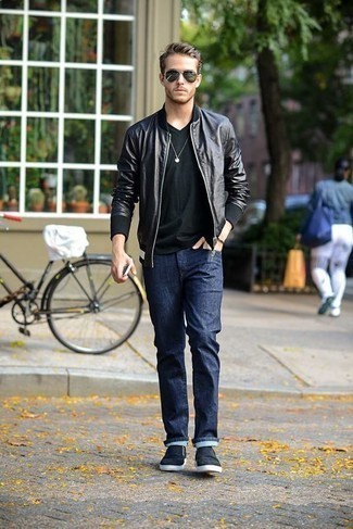 Какие бомберы носить с черными слипонами мужчине