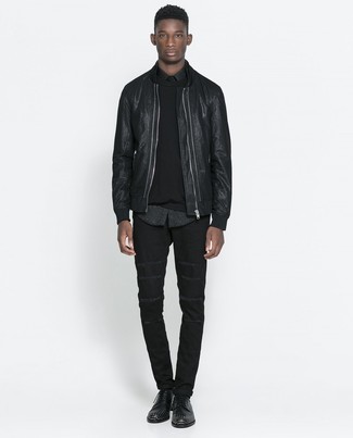 С чем носить черные туфли дерби с шипами