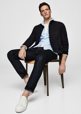 С чем носить черный замшевый бомбер мужчине