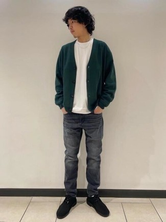 Как носить черные замшевые ботинки дезерты с серыми джинсами