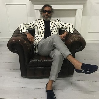 С чем носить черные замшевые монки с двумя ремешками