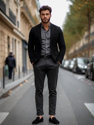 С чем носить черные замшевые лоферы мужчине