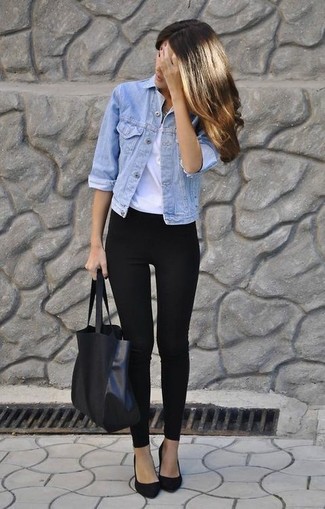 Как носить черные замшевые туфли с черными леггинсами