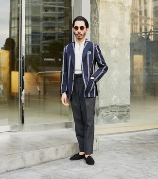 С чем носить черные замшевые лоферы с кисточками