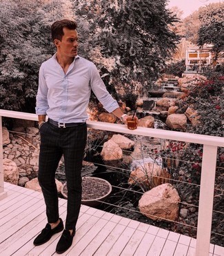 С чем носить черные замшевые лоферы с кисточками