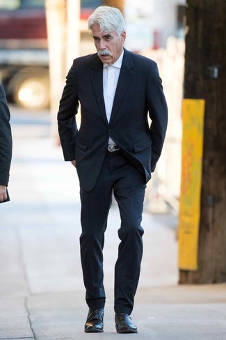 Какие ботинки челси носить с черным костюмом