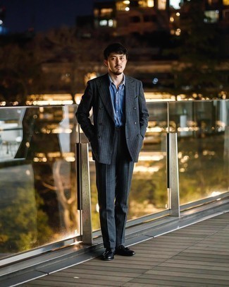 Какие лоферы с кисточками носить с черным костюмом