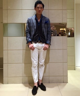 Какие пиджаки носить с черным трикотажным жилетом мужчине