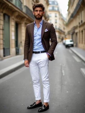 Какие пиджаки носить с черными лоферами с кисточками