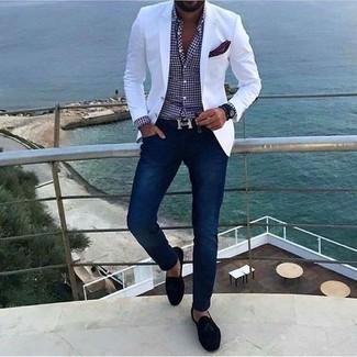 Какие джинсы носить с черными лоферами с кисточками