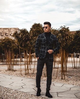 Как носить черную водолазку с черным пиджаком мужчине