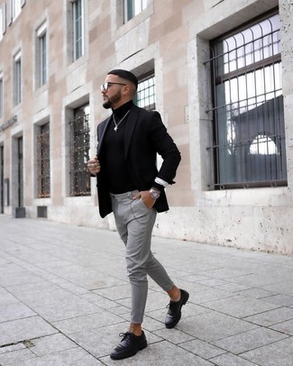 Как носить черную водолазку с черным пиджаком мужчине