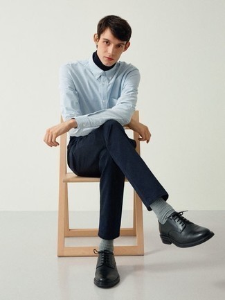 Какие туфли дерби носить с черной водолазкой