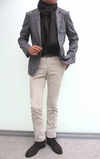 Как носить черную водолазку с серым шерстяным пиджаком мужчине