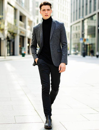 С чем носить черную водолазку мужчине