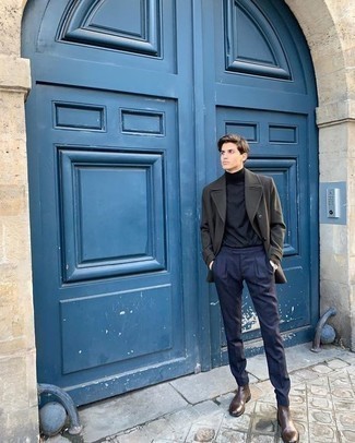 Какое полупальто носить с черной водолазкой