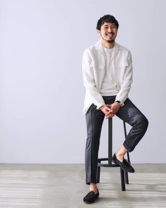 С чем носить черные бархатные лоферы мужчине