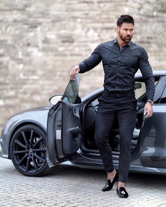 С чем носить черные бархатные лоферы мужчине