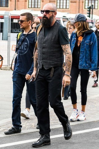 С чем носить черный жилет