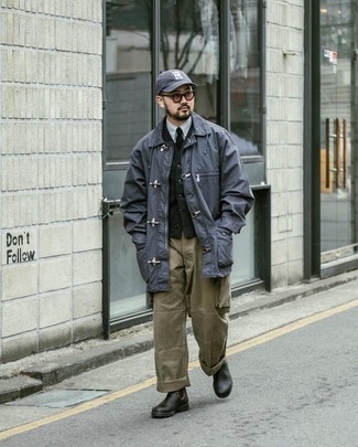 С чем носить черную шерстяную куртку без рукавов мужчине