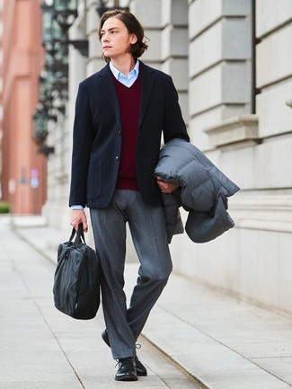 С чем носить черную шерстяную куртку мужчине