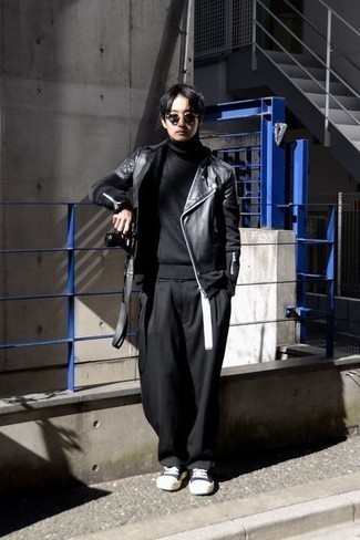 С чем носить черную шерстяную водолазку мужчине