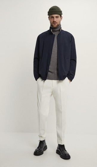 Какие бомберы носить с черными рабочими ботинками мужчине