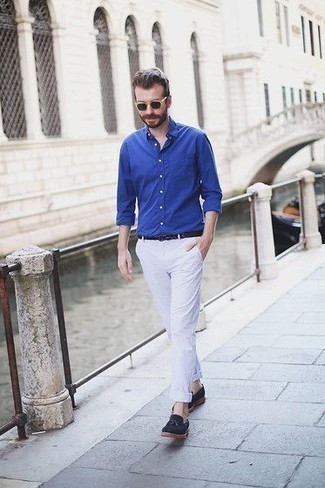 С чем носить черный кожаный плетеный ремень мужчине