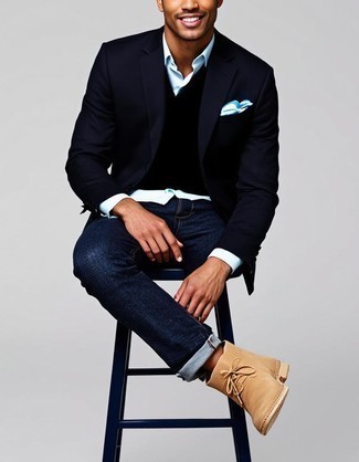 Как носить пиджак с ботинками дезертами