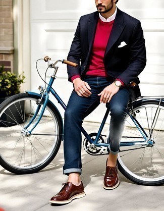 Как носить пиджак с джинсами мужчине