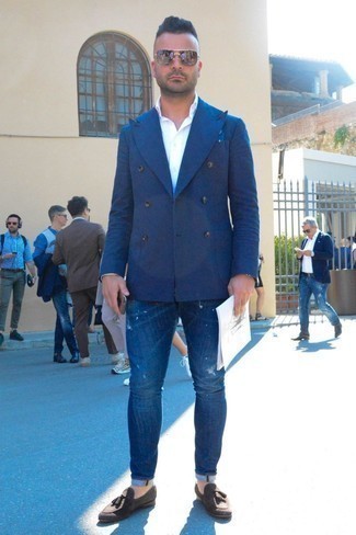 Как носить пиджак с зауженными джинсами мужчине