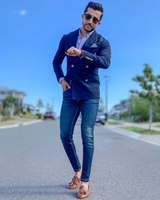 Как носить пиджак с зауженными джинсами мужчине