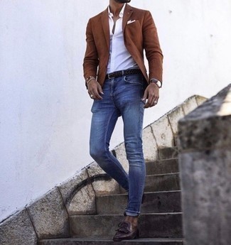 Как носить пиджак с зауженными джинсами мужчине