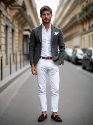 Как носить пиджак с лоферами с кисточками